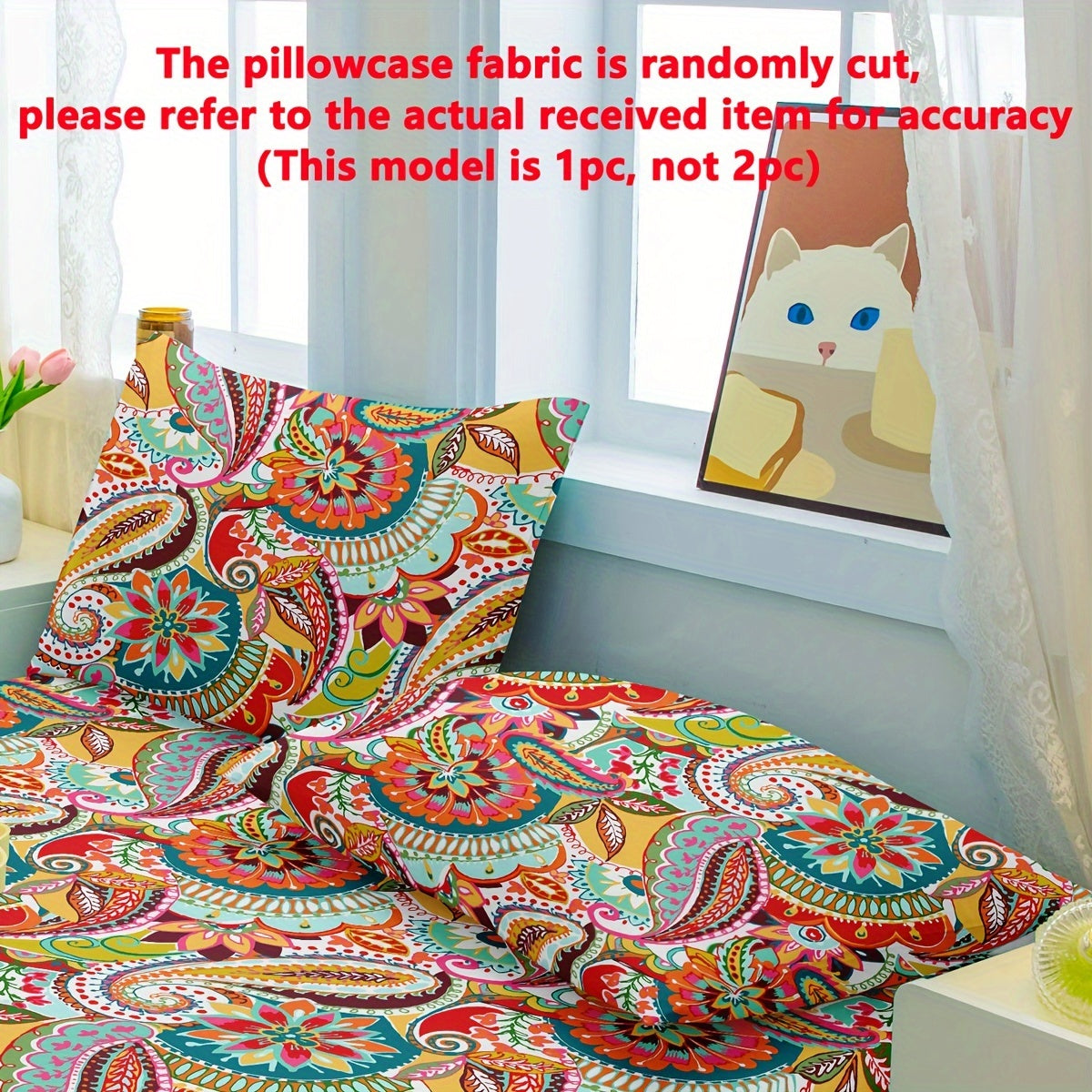 Fleece Pillowcase with Pocket Closure, Bohemian Pattern, Soft and Comfortable