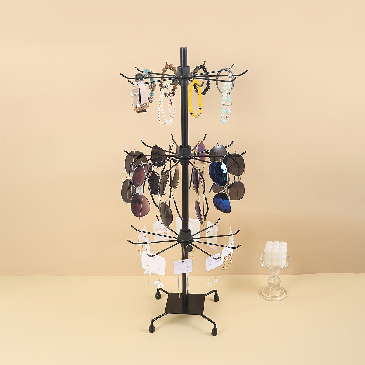 Minimalist 3-Tier Jewelry Organizer Rack with Multi-Functional Design for Necklaces and Accessories