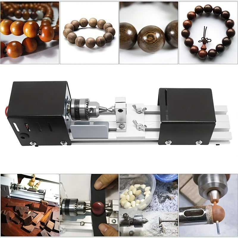 Mini Wood Lathe Machine for DIY Woodworking Polishing Drilling and Carving