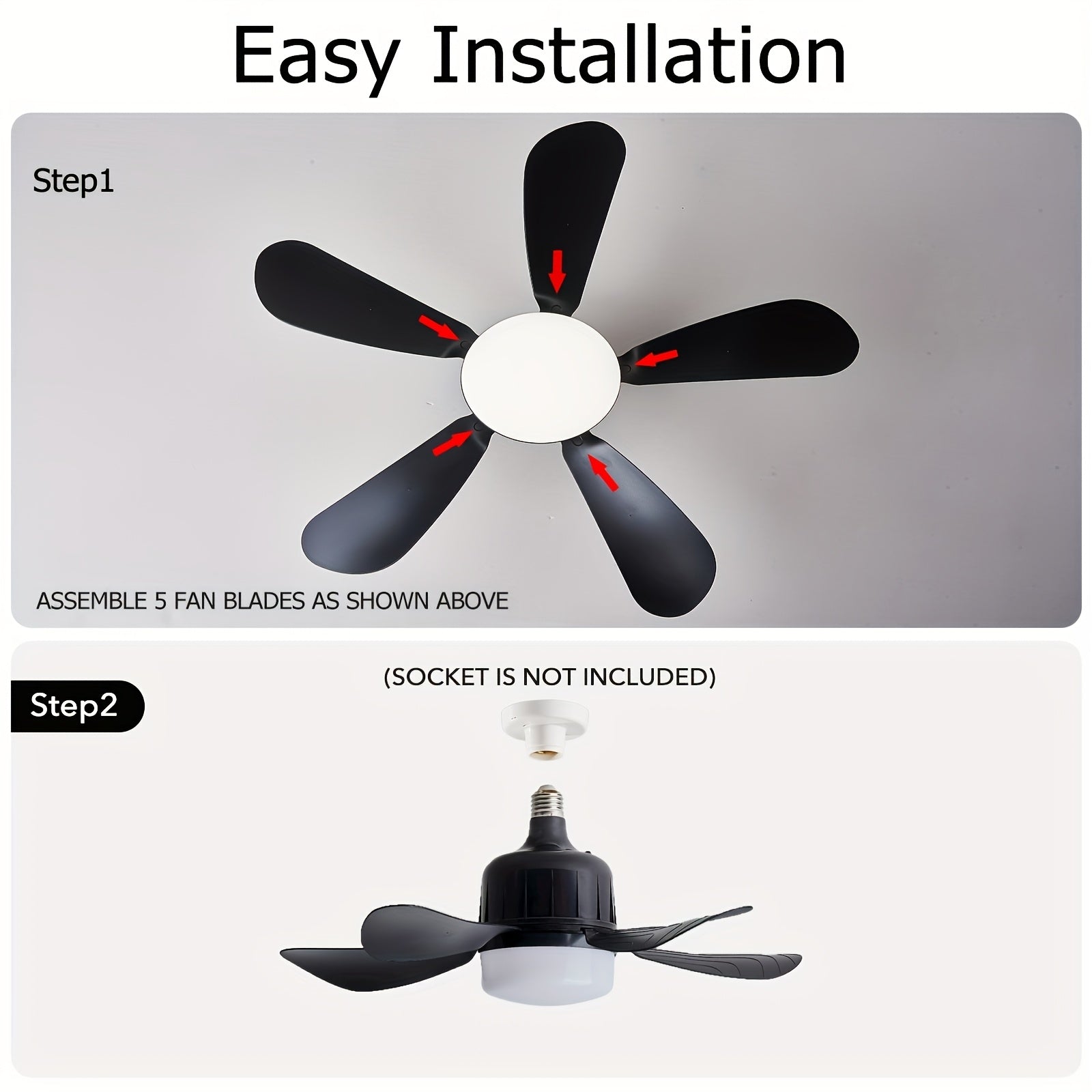 Black Ceiling Fan Light 45cm Dimmable LED Remote Control Indoor Air Circulation