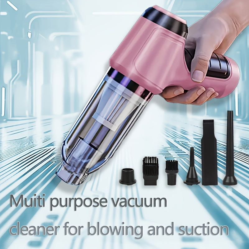 Pink Handheld Vacuum Cleaner for Car and Home Use With Blower and Suction