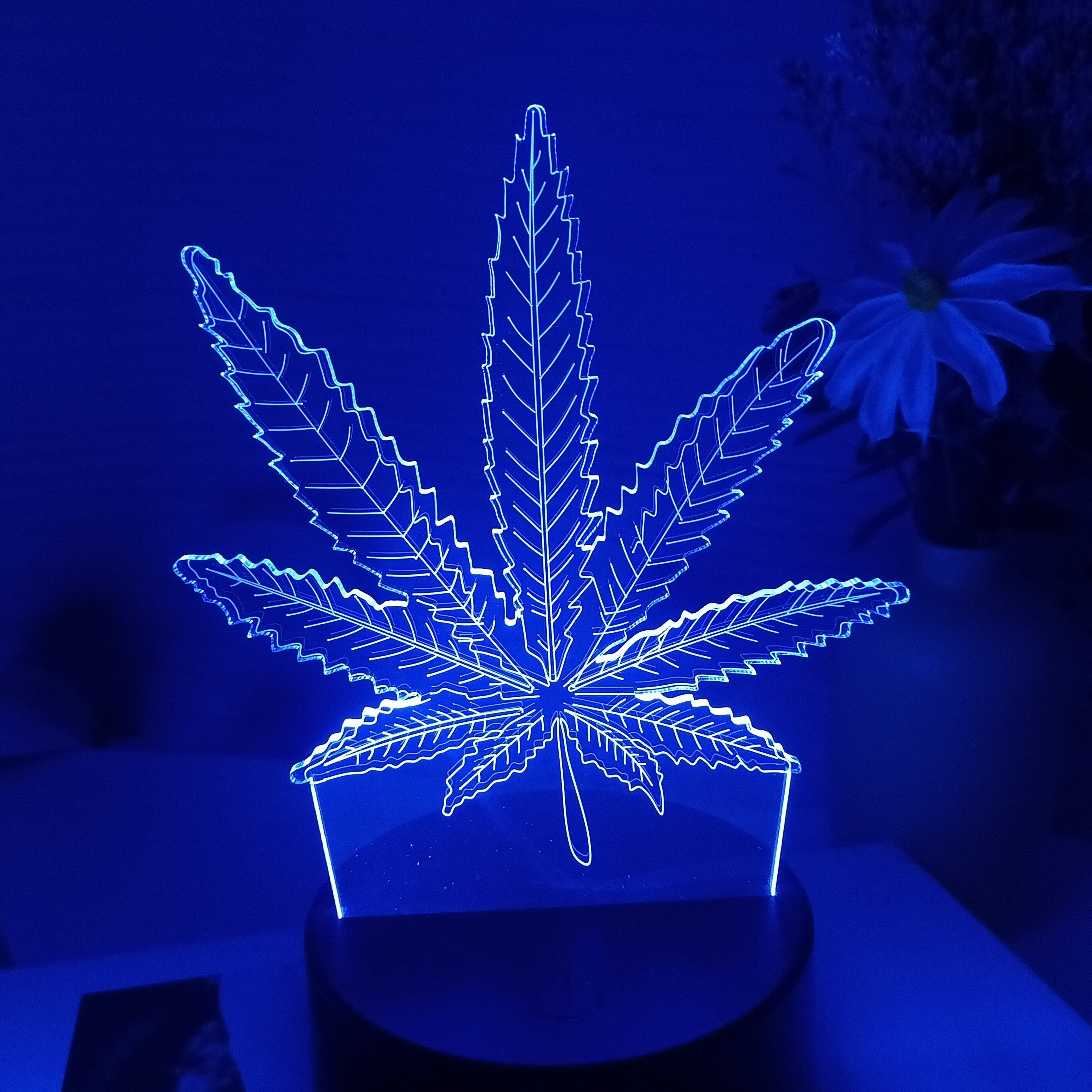 Lámpara de noche con hoja de arce 3D con USB, regulable táctil, pantalla de vidrio para decoración del hogar