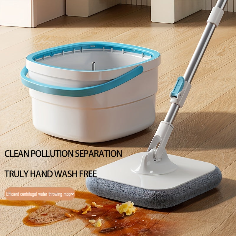 360° Rotating Square Mop and Bucket Set with 2 Replacement Heads for Wet and Dry Floor Cleaning