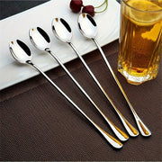 Set of 4 Stainless Steel Long Handle Spoons for Coffee, Ice Cream, Desserts