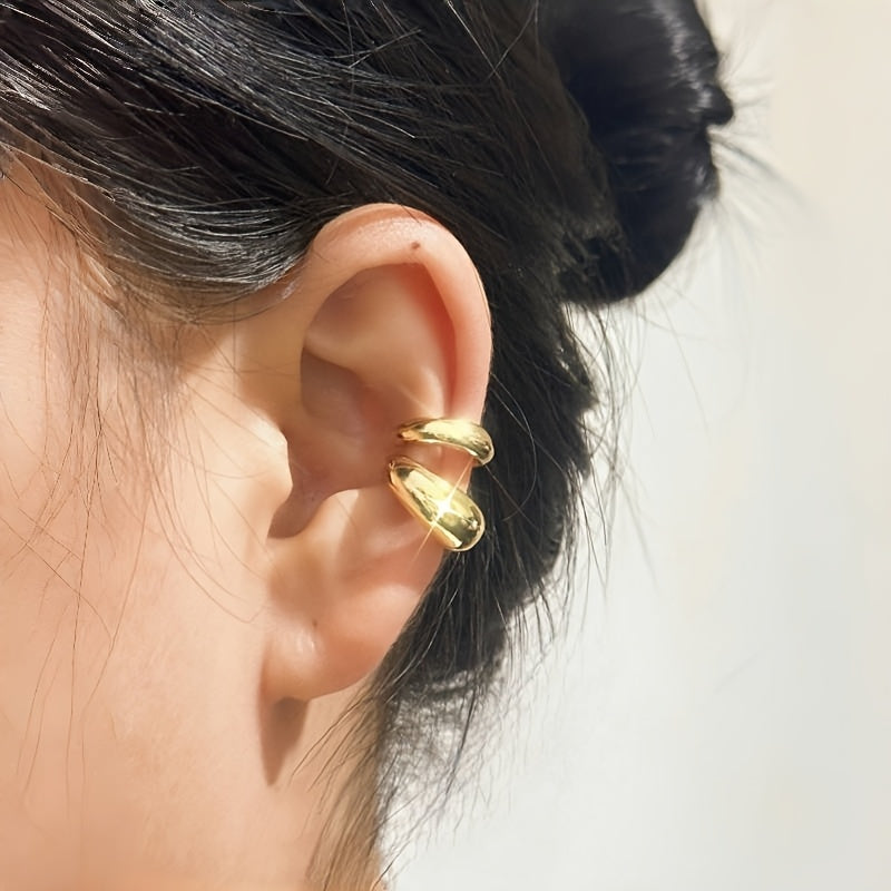 Women's Alloy Asymmetric C-Shaped Clip-On Earrings, Punk Style, Daily Wear