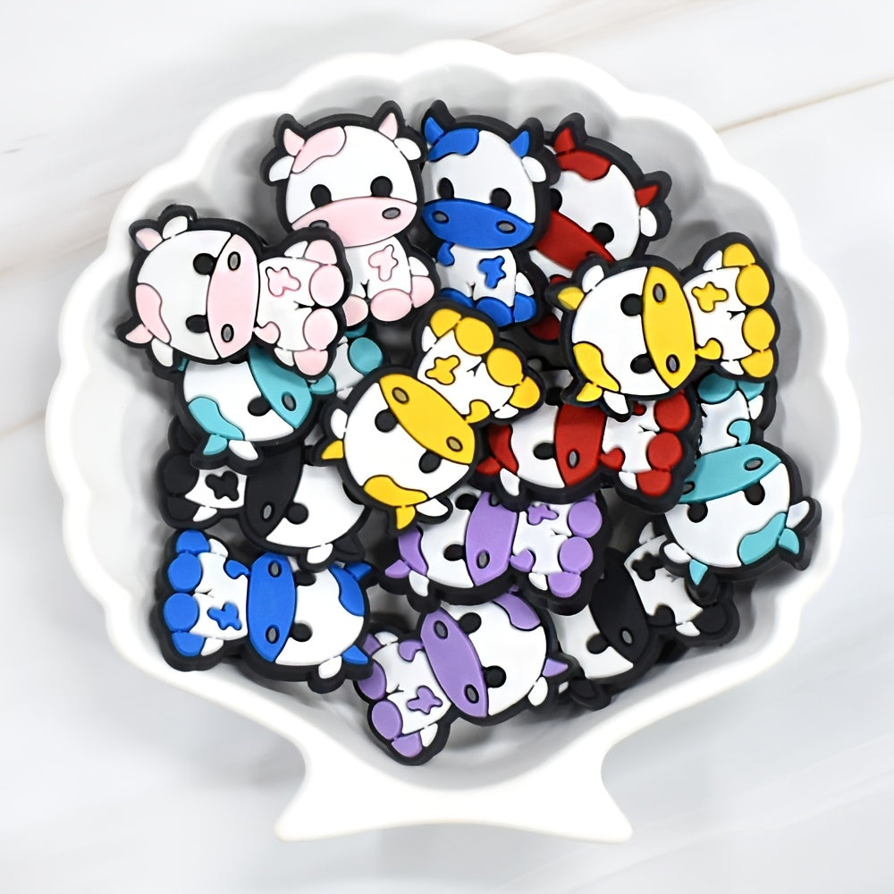 14 Pcs Vibrant PVC Cow Shoe Charms Multi-Color Zodiac Shoe Accessories