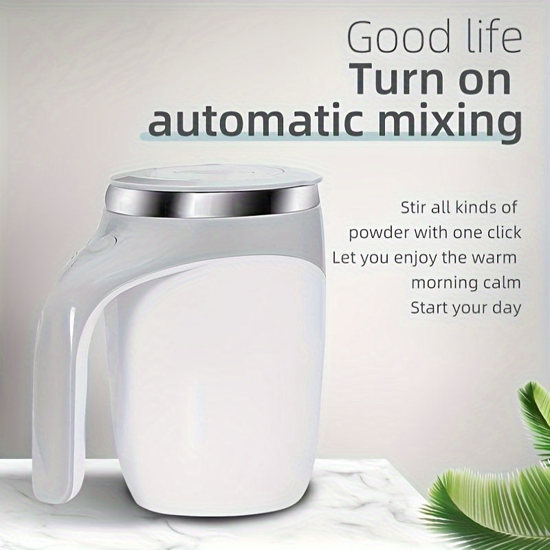 Stainless Steel Self-Stirring Coffee Mug Spill-Proof Battery-Powered Travel Office Home