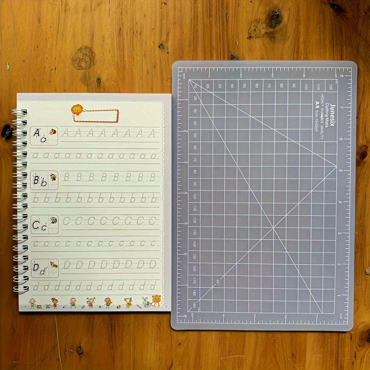 Educational Reusable Copybook for Kids Age 8+ with Colorful Illustrations and Pen Holder