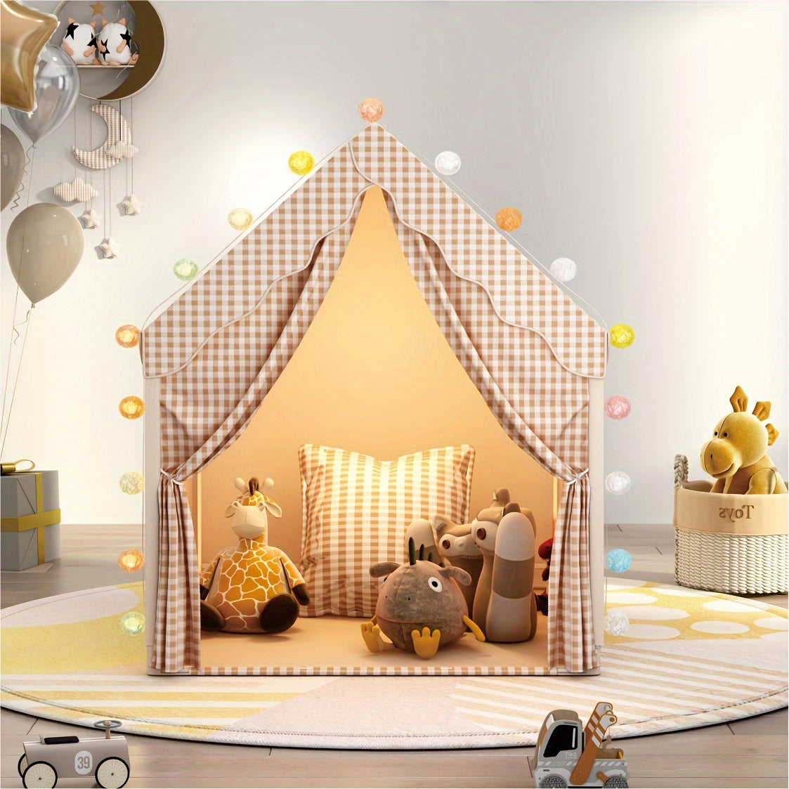 Indoor Playhouse Castle Tent for Kids 3+ Polyester PVC Pretend Play