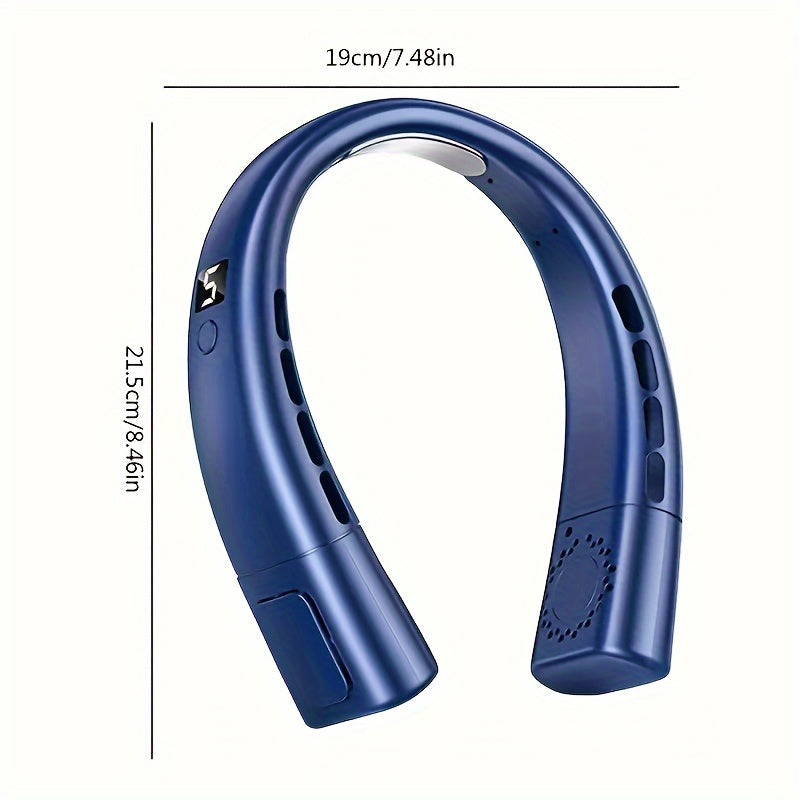 Portable Neck Fan with Ice Porcelain, 5-Speed LED, USB-C Charging
