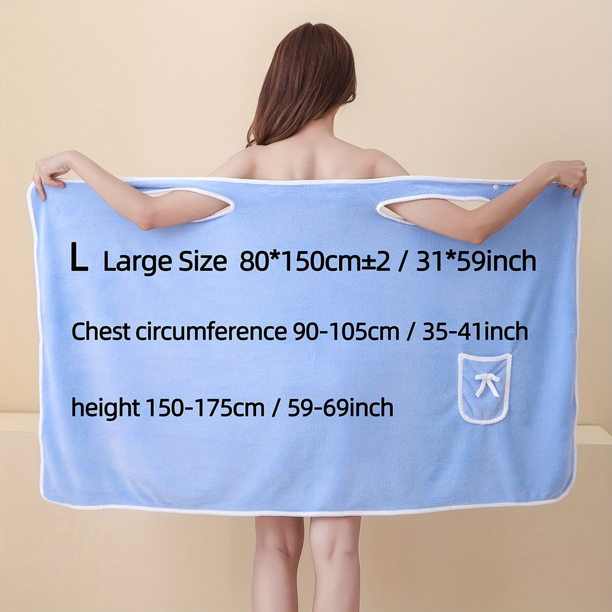 Women's Bath Towel with Pocket Absorbent and Adjustable for Bathroom and Home