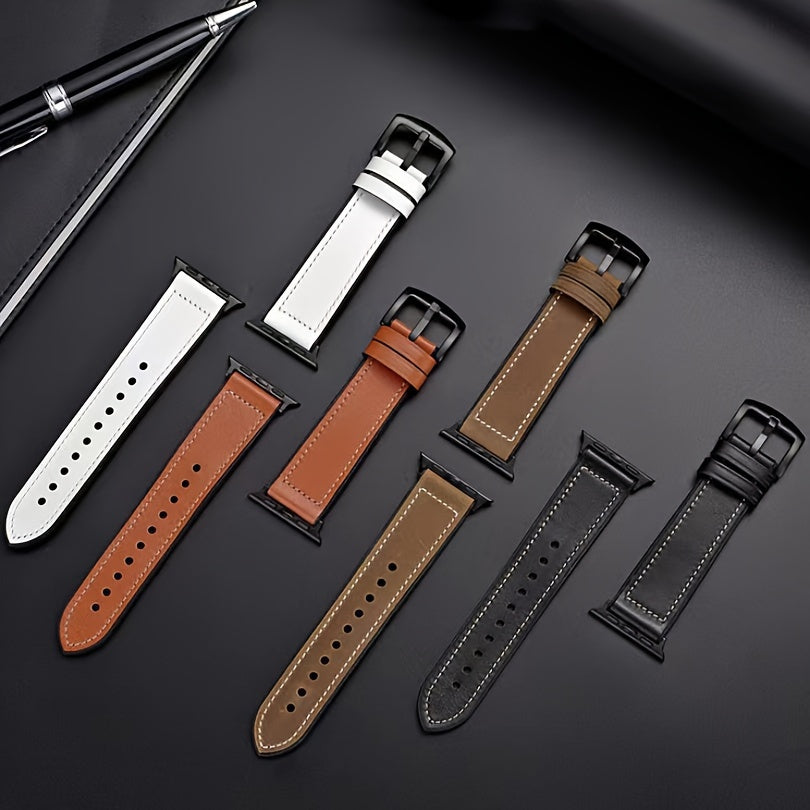 Faux Leather Watch Strap for iWatch Series 3 4 5 6 7 8 Ultra SE 38mm 40mm 41mm 42mm 44mm 45mm 49mm