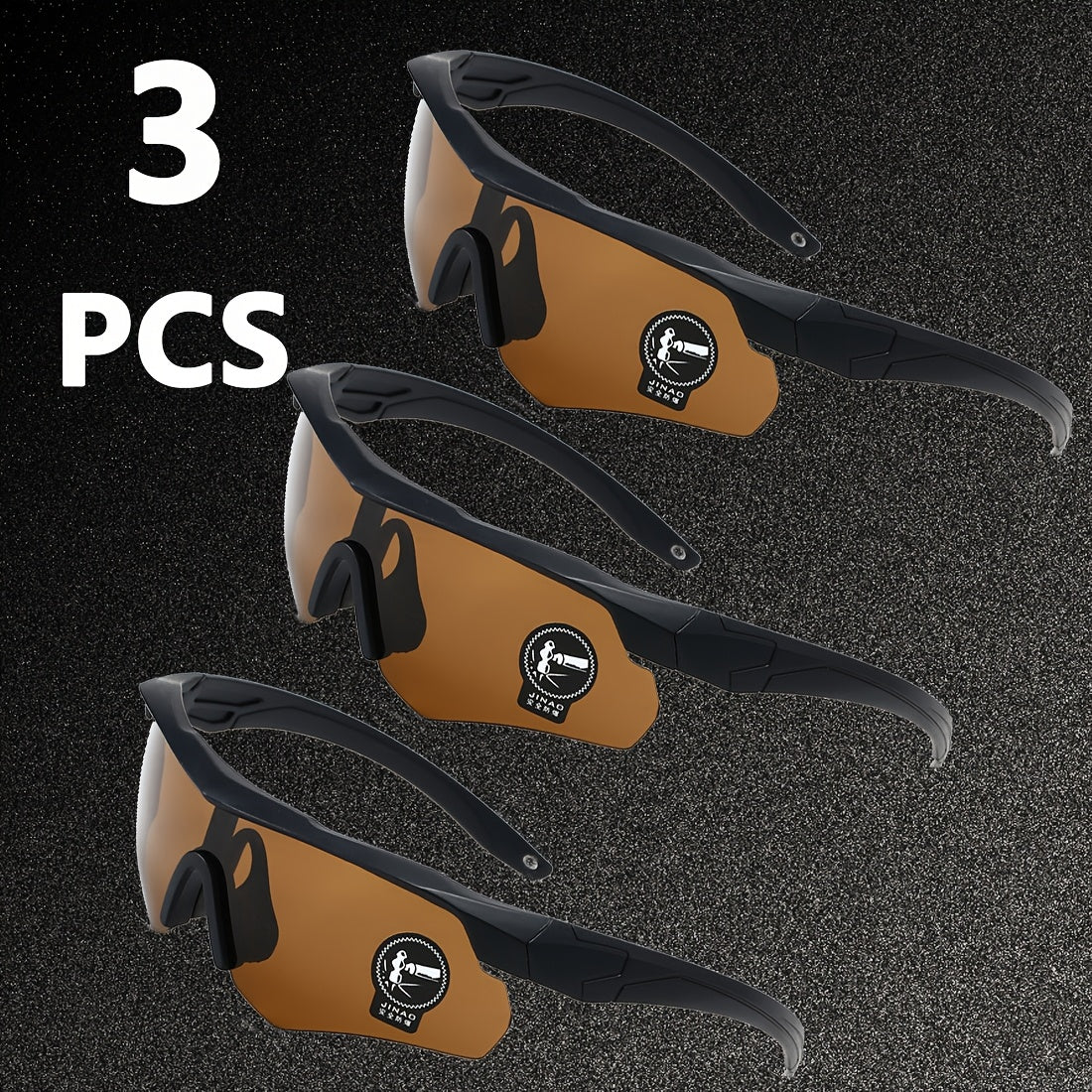 3-Pack UV400 Cycling Glasses Men Women Sports Running Outdoor Goggles with PC Lens