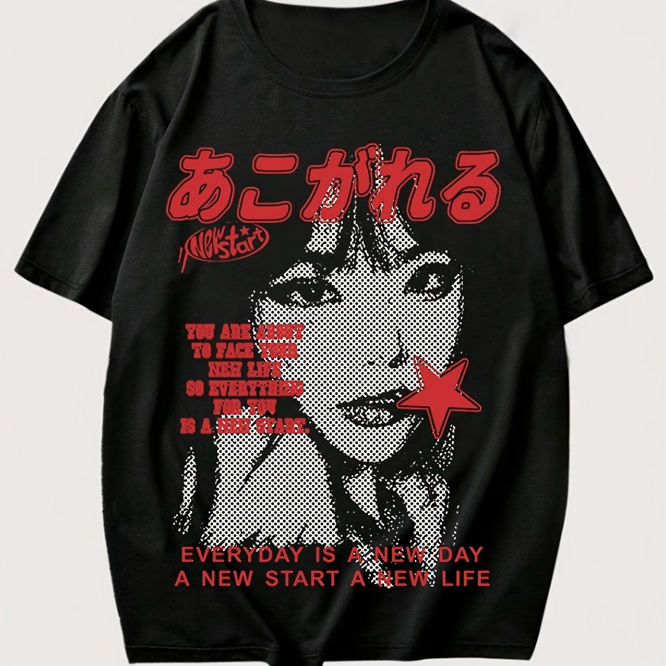 Camiseta de manga larga con cuello redondo para mujer, con estampado de letras y figuras, moda primavera verano