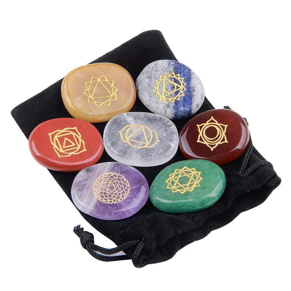 Set of 7 Chakra Energy Stones Natural Stone Gift for Meditation and Healing