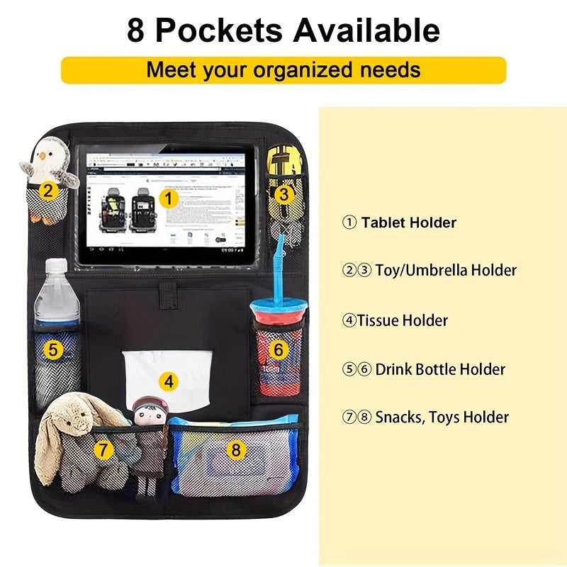 Car Seat Organizer with Storage Pockets and Hanging Mechanism for Rear Seat