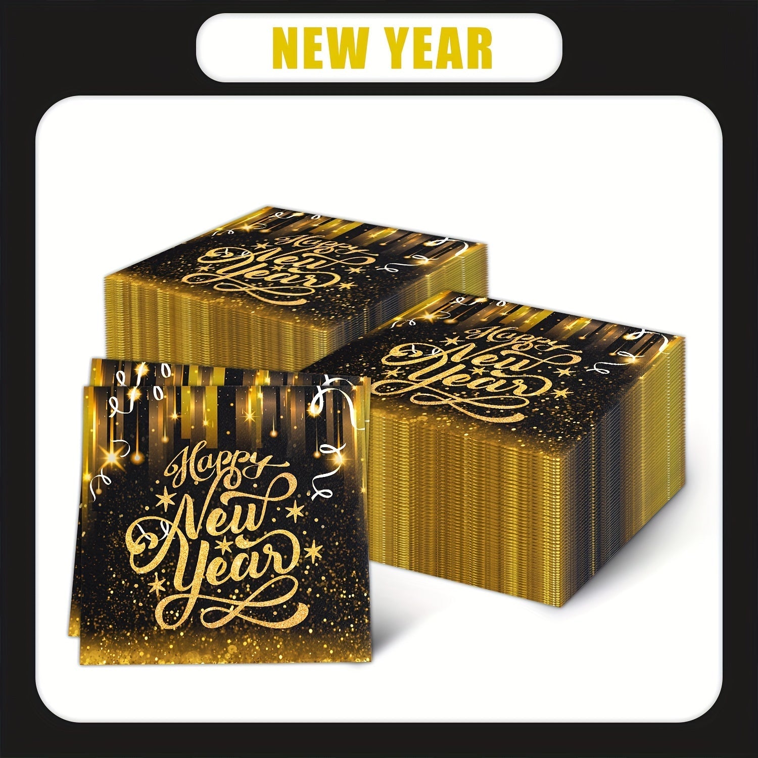 Yil oxiri bayrami uchun bayramona 3-qavatli kokteyl salfetkalar, bezak va ovqatlanish