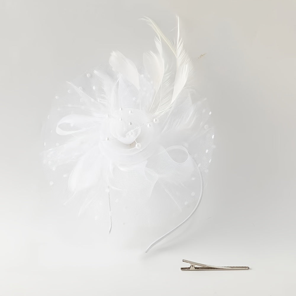 Ayollar uchun Vintage Chic Fascinator Shlyapa - Chiroyli Tarmoq Gul, Qush Tuxumlari va Klipli Boshband bilan 50-yillar va 60-yillar uslubida - Choy Partiyalari, Derby Kuni, To'ylar va Retro Yig'ilishlar uchun ideal