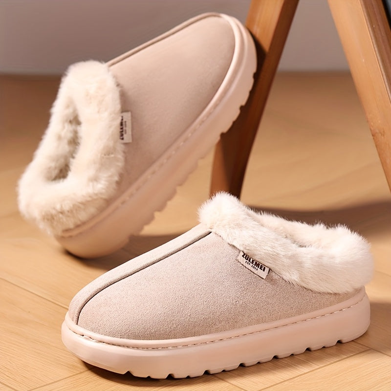 Unisex Warm Plush Collar Casual Home Shoes for Couples
