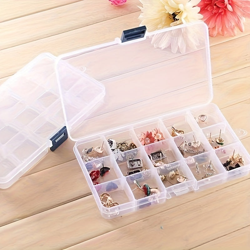 Detachable 15-Grid Clear Storage Organizer for Jewelry Makeup Nails Screws