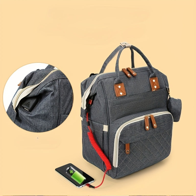 Diaper Backpack with USB Charging Port for New Parents Large Baby Bag with Multiple Compartments