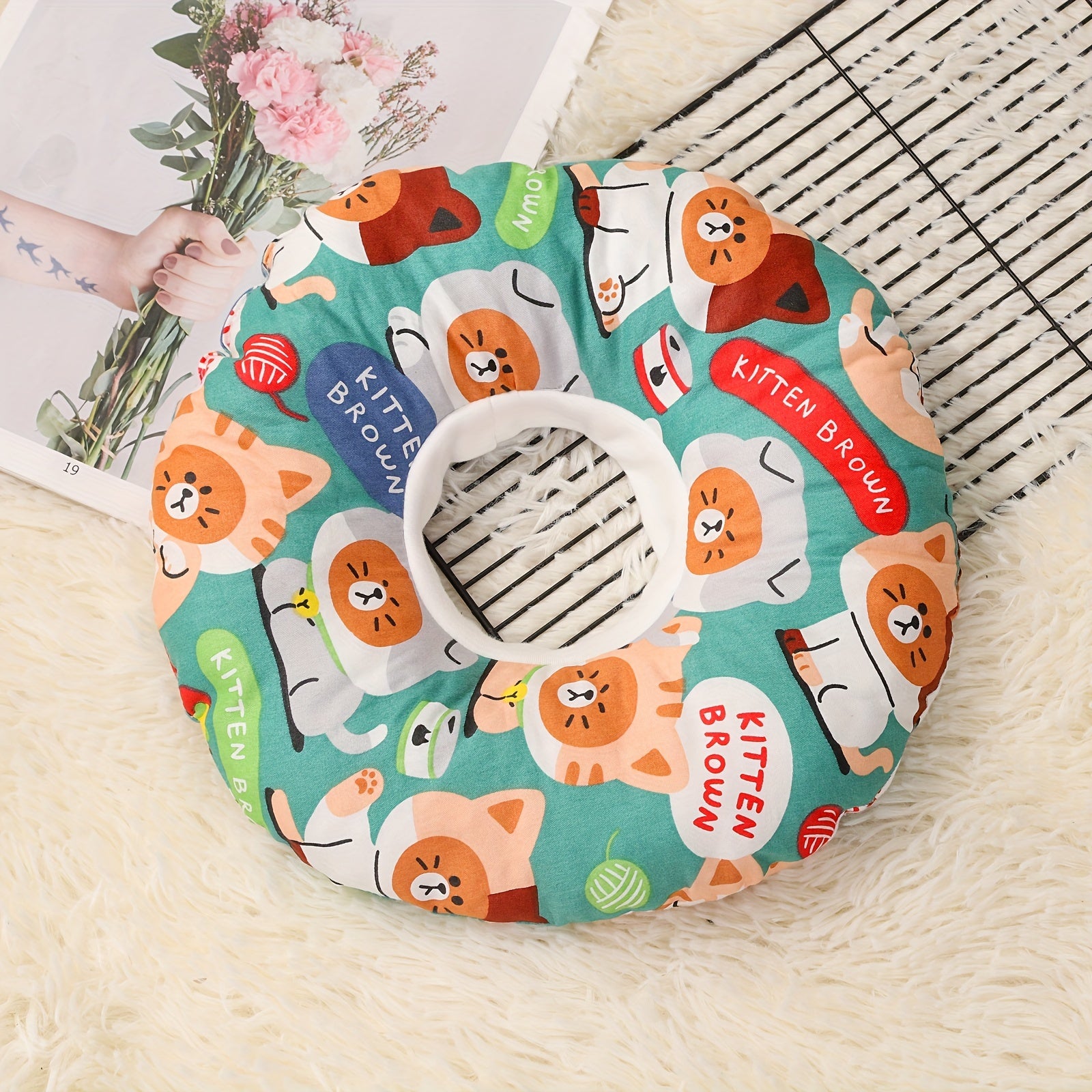 Soft Recovery Collar for Cats and Small Dogs Adjustable Elizabethan Neck Cone with Cartoon Design