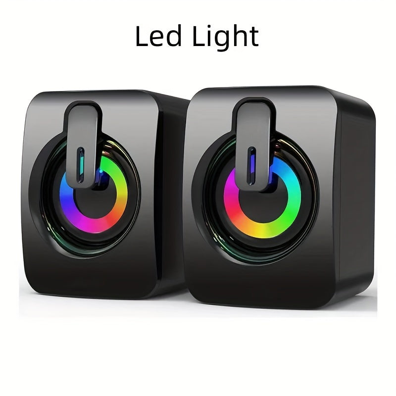 Desktop Computer Speakers with LED Lights and Microphone Stereo USB Wired
