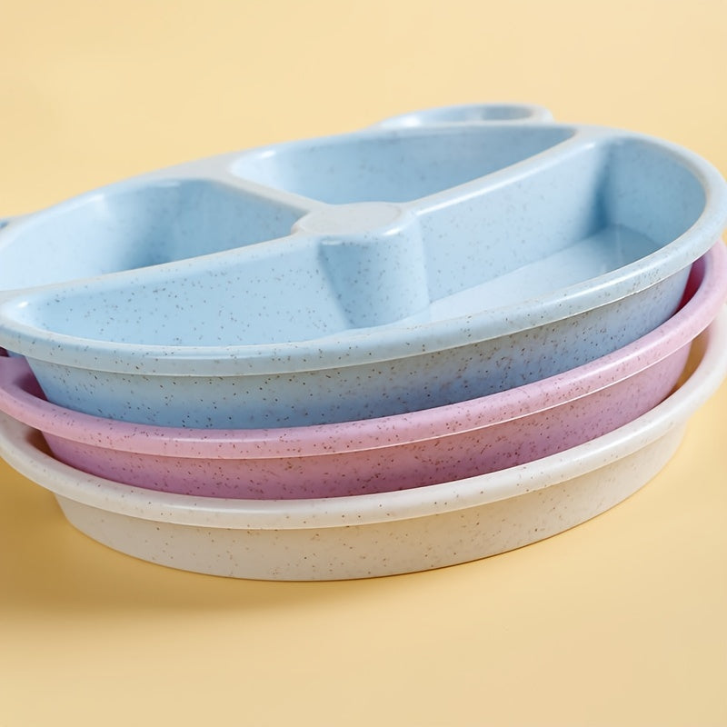 Plastic Dinnerware Set with Divided Serving Tray and Utensils for Kids and Home