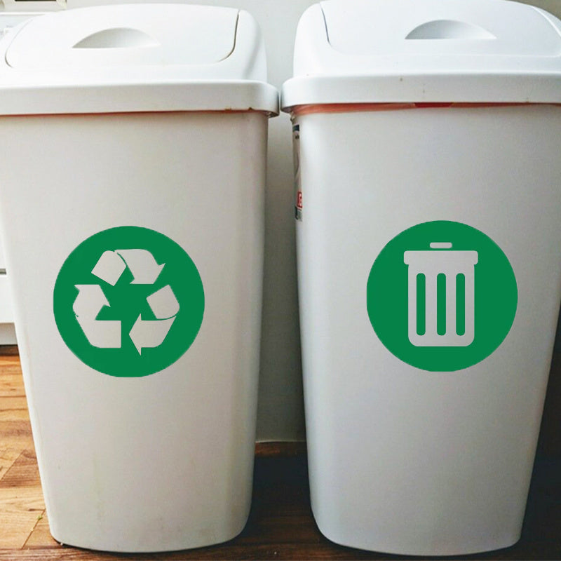 2 Pieces Vinyl Trash Can Labels Removable Garbage Bin Stickers
