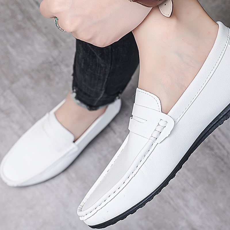 Men's Solid Color Slip-On Penny Loafers Casual Comfortable Soft Sole All-Season