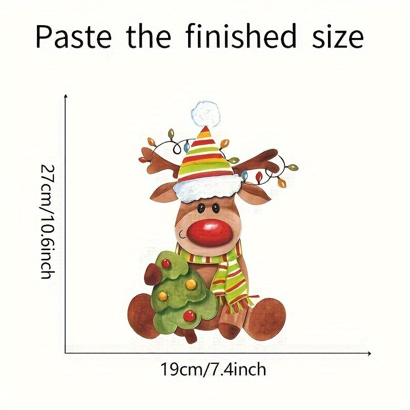 High-Gloss PVC Christmas Window Sticker Reindeer Snowman Glitter Decor