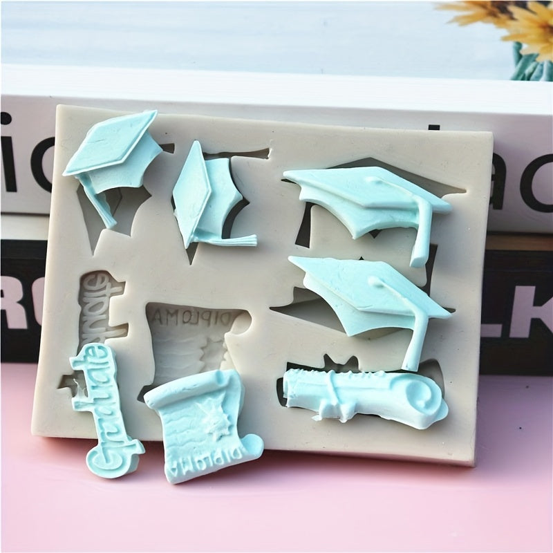 Graduation Themed Silicone Mold 1-Piece 3D Cake Decorating and Candy Making