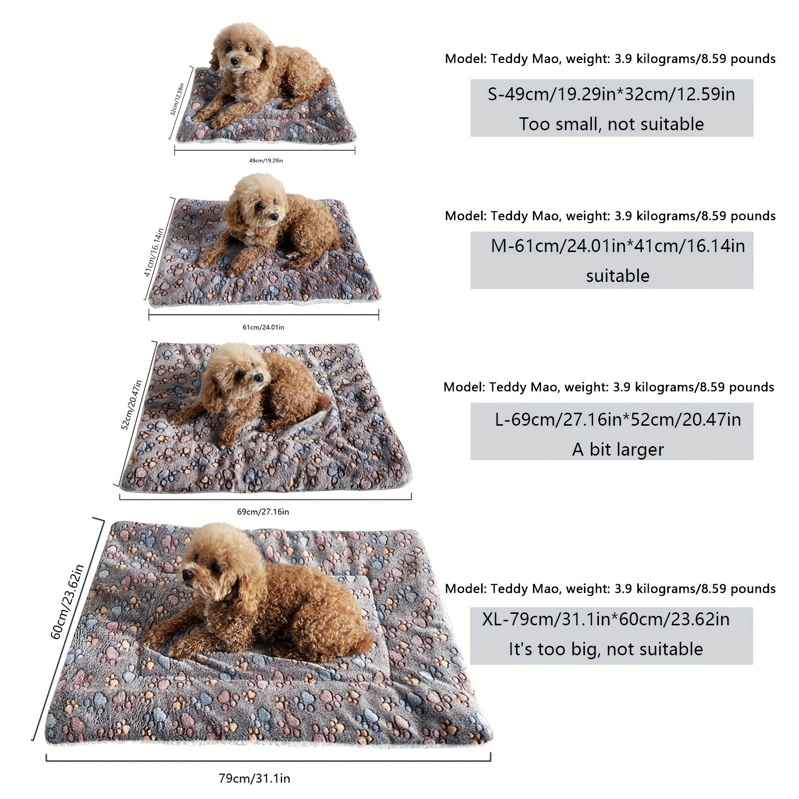 Thickened Pet Sleeping Mat for Cats and Dogs in Autumn and Winter Small to Medium Size