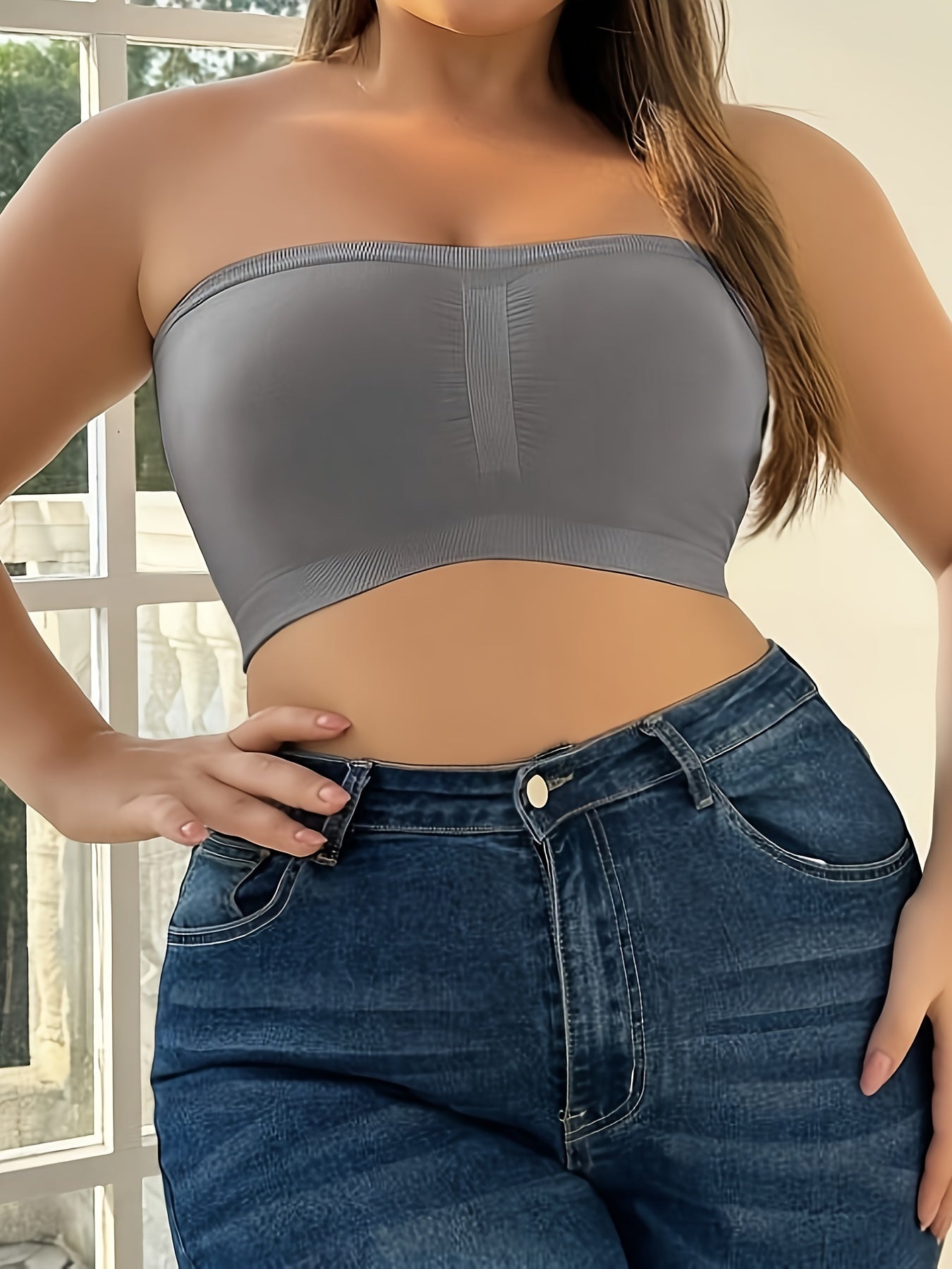 Plus o'lchamli strapless push-up bra 2 ta paket, underwire, gul floral, qora va oq