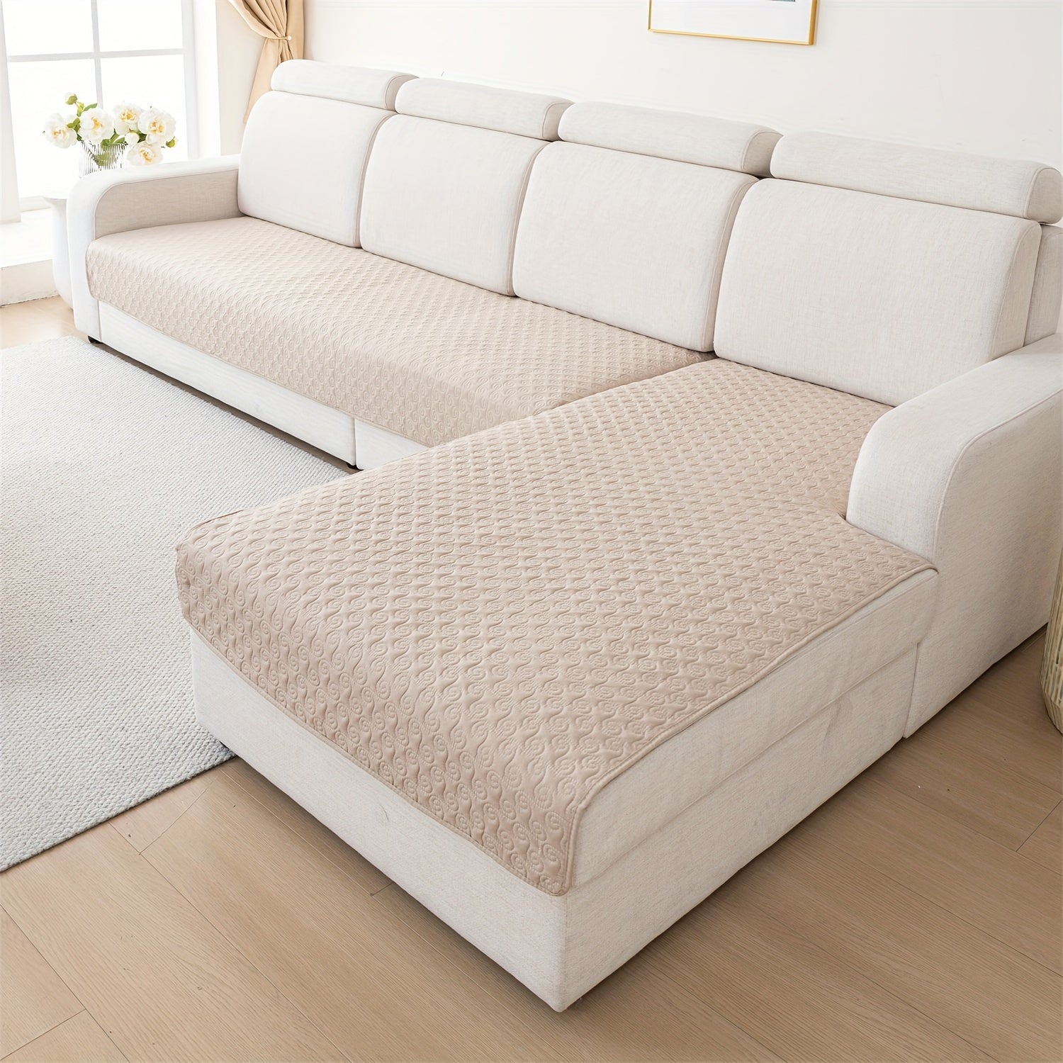 Геометрические круговые стеганые чехлы для диванов с нескользящей поверхностью - набор из 2 штук, дружелюбные к домашним животным, машинная стирка, полиэстер, совместимы с угловыми диванами, защита для гостиной