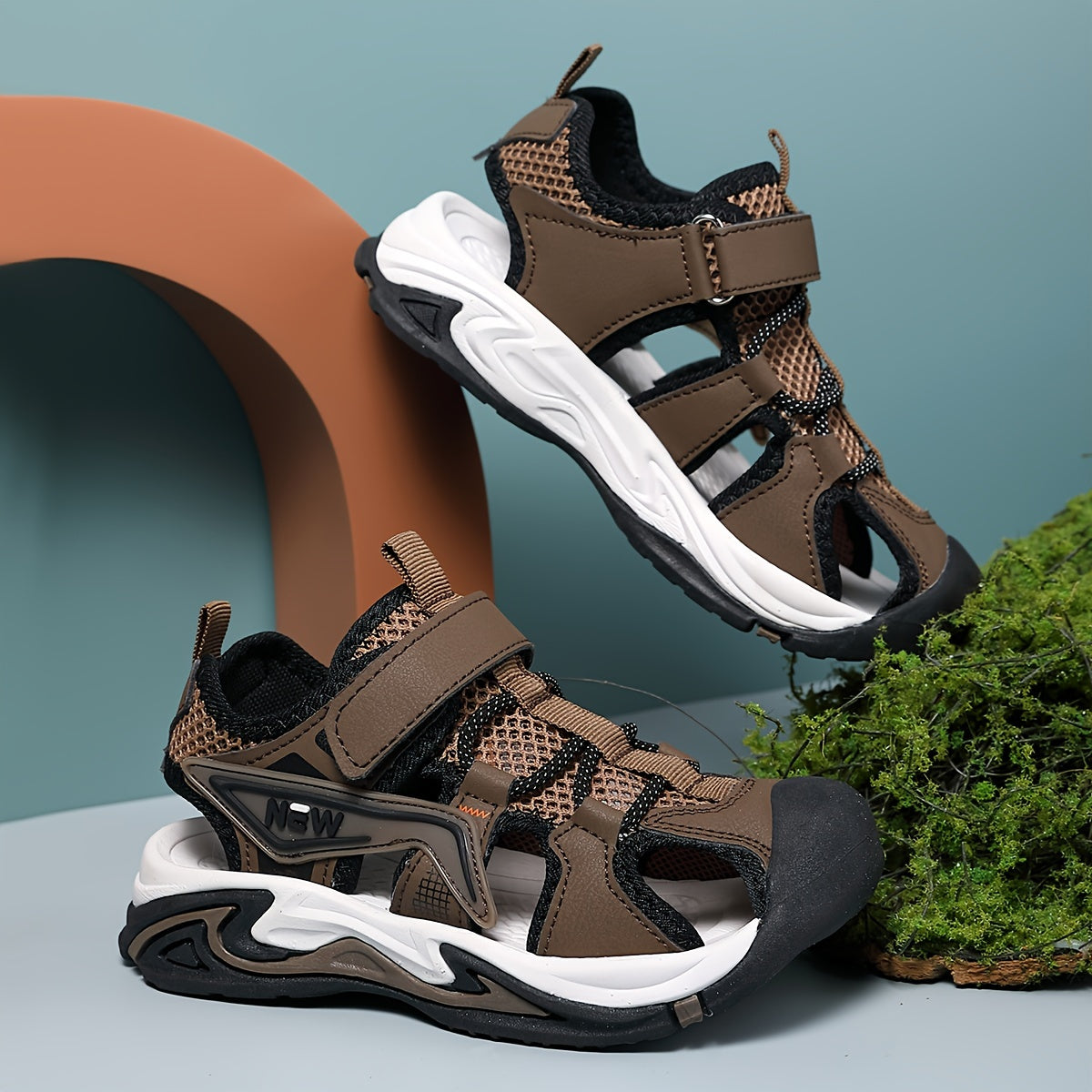 O'g'il bolalar uchun chiziqli nafas oladigan sport sandallari, pastki yuqori, kundalik, ochiq havoda yoz