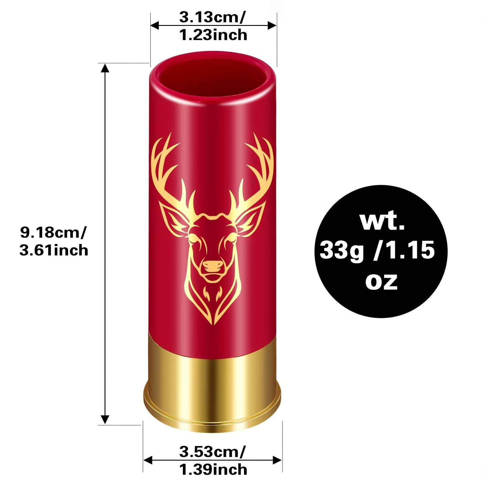 Set of 4 Reusable Plastic Shot Glasses with Deer and Skull Designs and Bullet-Shaped Cups