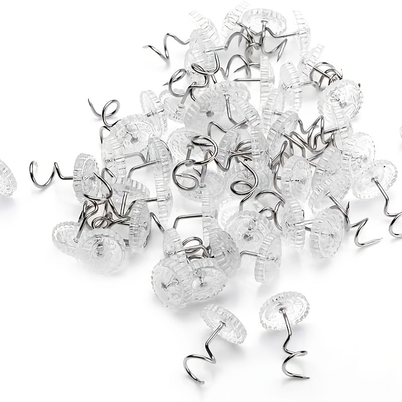 Set of 20 Stainless Steel Twisted Nails with Transparent Spiral Push Pins for Bed Sheets