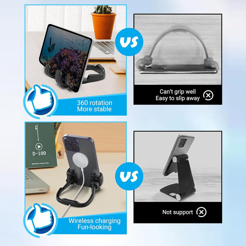 Adjustable Phone Holder with 360° Rotation, Portable Desktop Stand, Sturdy Plastic