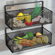 Wall-Mounted Cast Iron Kitchen Storage Rack for Spices Herbs and Condiments