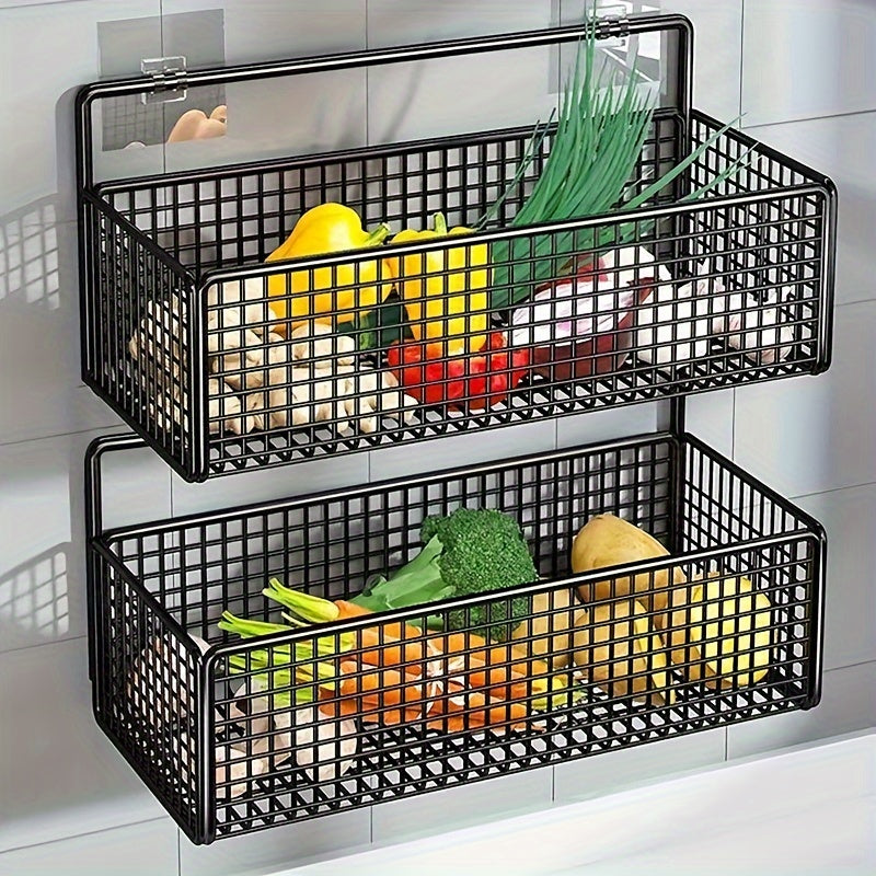 Wall-Mounted Cast Iron Kitchen Storage Rack for Spices Herbs and Condiments