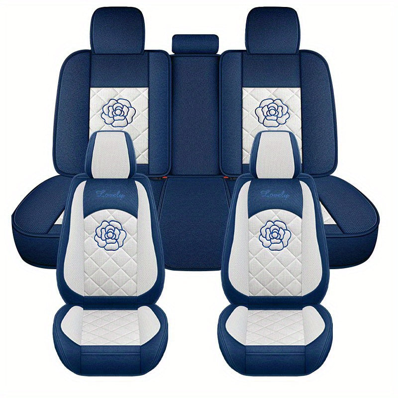 Cubierta de asiento de coche de lino transpirable universal para todas las estaciones estilo diosa