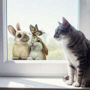 Rustic Vinyl Rabbit and Butterfly Window Cling Self-Adhesive Reusable Door Sticker
