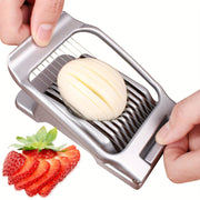Stainless Steel Egg Slicer for Hard-Boiled Eggs, Fruit Cutter, Dishwasher Safe