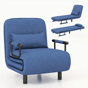 3-in-1 Convertible Sofa Bed with Memory Foam and Stainless Steel Frame for Office Naps in Grey or Blue