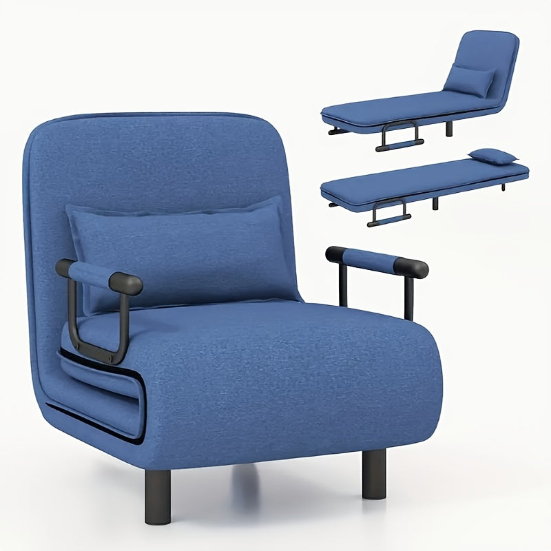 3-in-1 Convertible Sofa Bed with Memory Foam and Stainless Steel Frame for Office Naps in Grey or Blue