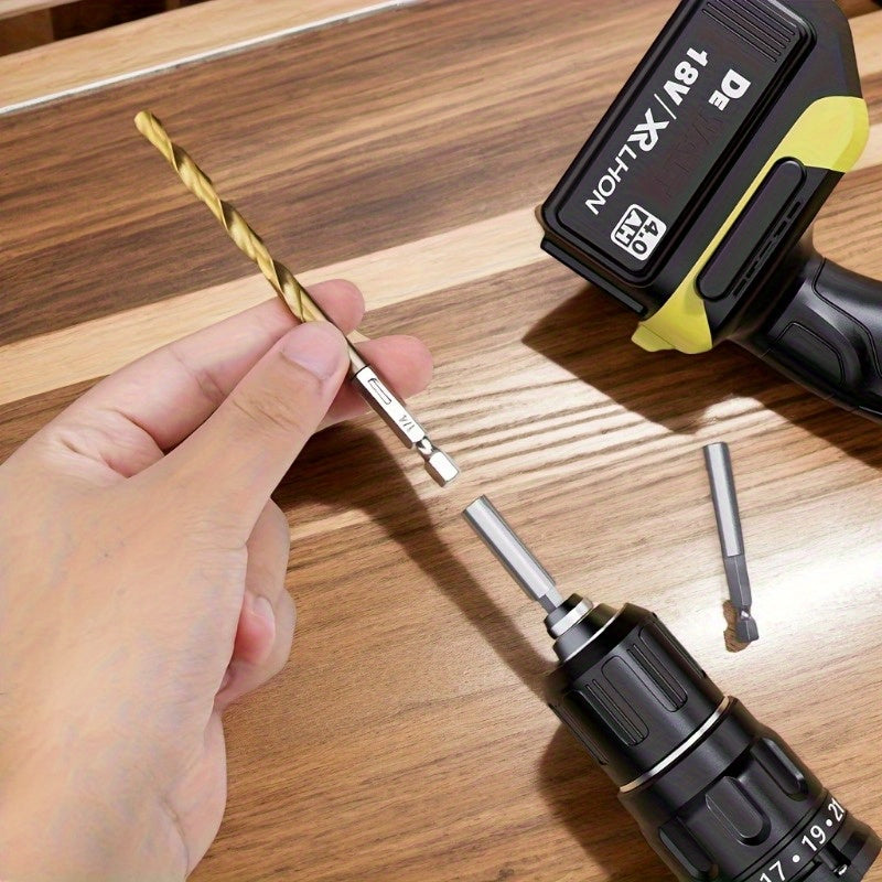 50 Pcs Titanium Coated High-Speed Steel Drill Bit Set with Hex Shank