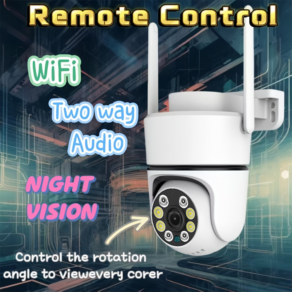 Outdoor WiFi Security Camera 1080p Night Vision Two-Way Audio PTZ USB Powered