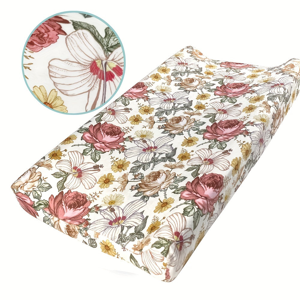 Baby Fitted Sheet with Plush Printed Design for Crib and Diaper Changing Pad