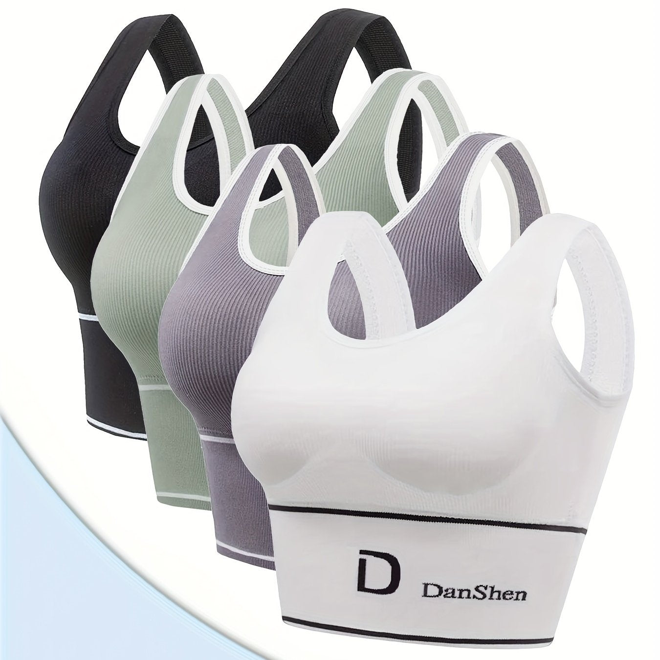 Women's Sports Bra 4-Piece Set Wire-Free Full Coverage High Elasticity for Yoga Running